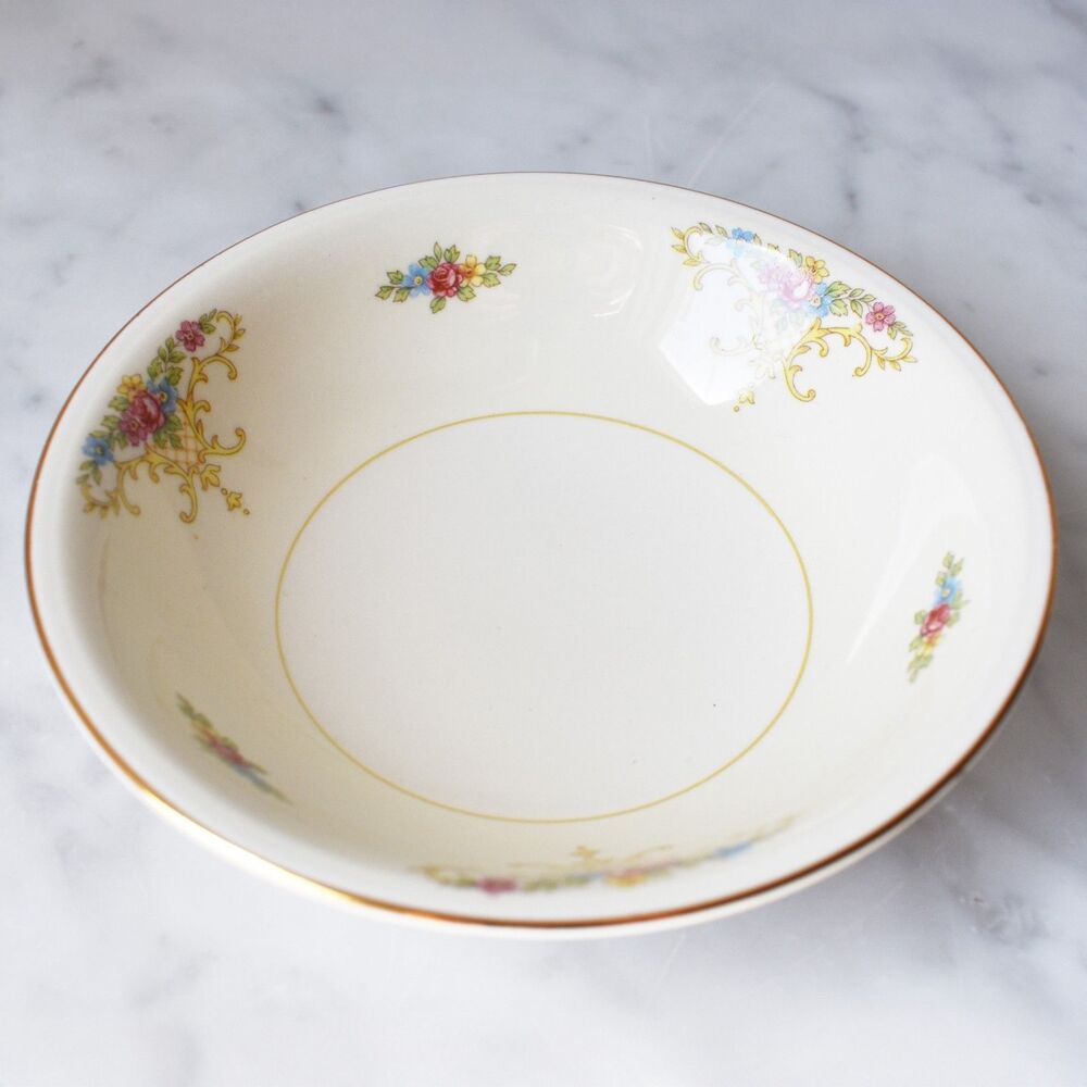 Vintage Homer Laughlin Rochelle Eggshell Nautilus 5.25" Dessert Bowl Gold Trim